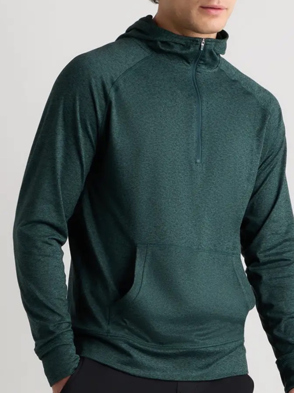 Quince Men’s Hoodie Half Zip Flowknit Heathered Green Sweatshirt New Size small